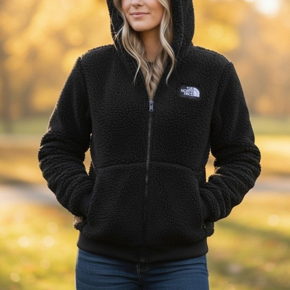 The North Face (Hoodie) (XL 14/16) Black EXCELLENT Osito High Pile Fleece Zip